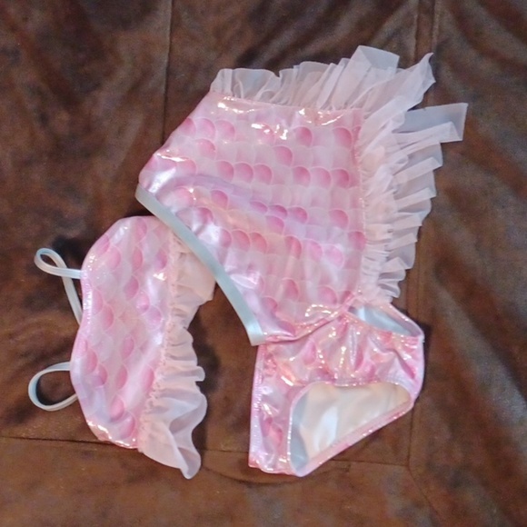 WONDER NATION, MERMAID, 3 PIECE BATHING SUIT, SIZE 3T. PUNK, WHITE AND S… - Picture 1 of 6